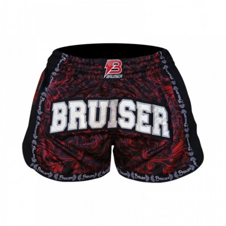 Pantaloncino thai kickboxing in satin bruiser modern nero nero PAN-1539