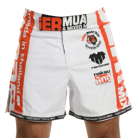 Pantaloncino mma tiger new edition bianco e arancio PAN-3713